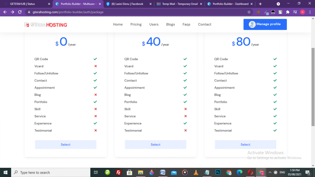 gterahosting digital portfolio builder