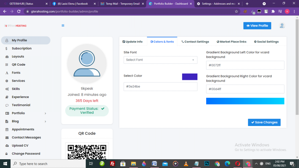 gterahosting digital portfolio builder