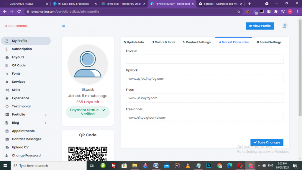 gterahosting digital portfolio builder