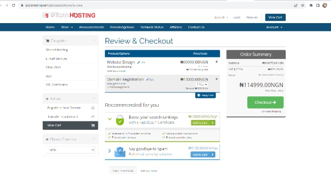 Now you can review your cart and proceed to checkout