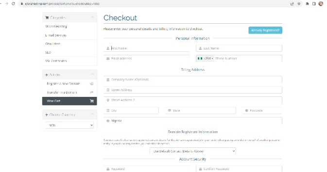 You'll need to provide your personal informations,  payment details and setup a password, then you can proceed to "Complete order"