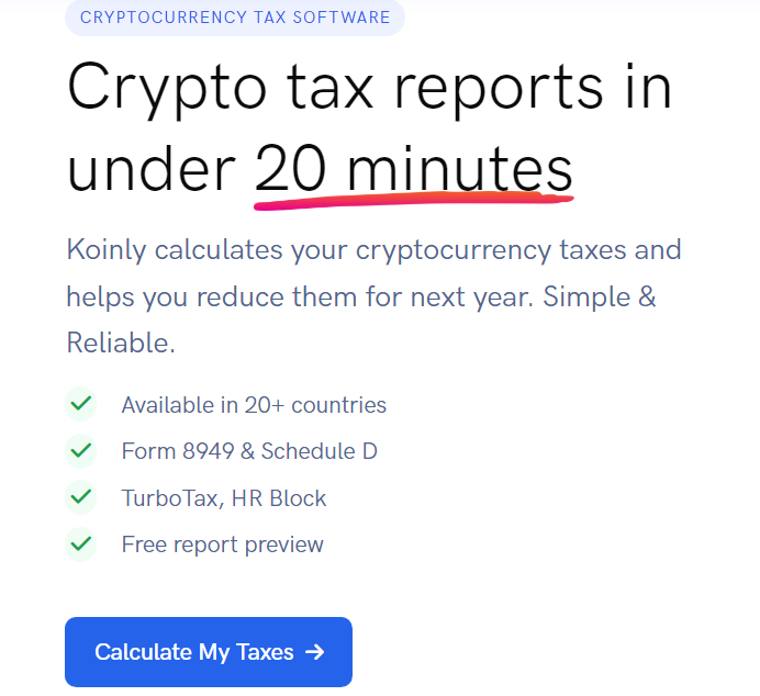 Best Crypto Tax Software - koinly