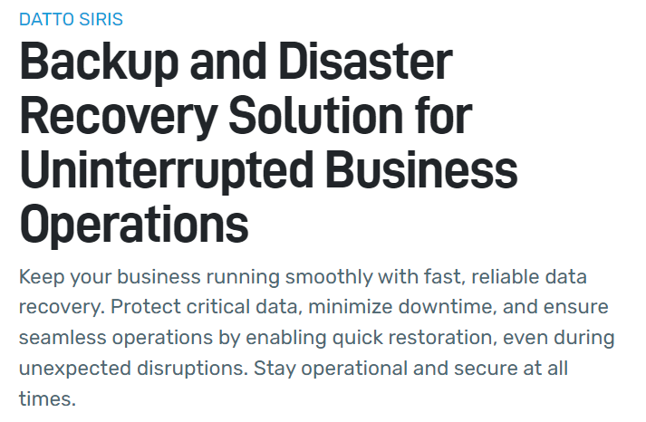 datto siris backup software