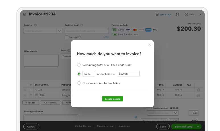 quickbooks ai powered invoicing